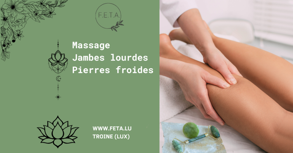 photo de massage jambes lourdes aux pierres froides