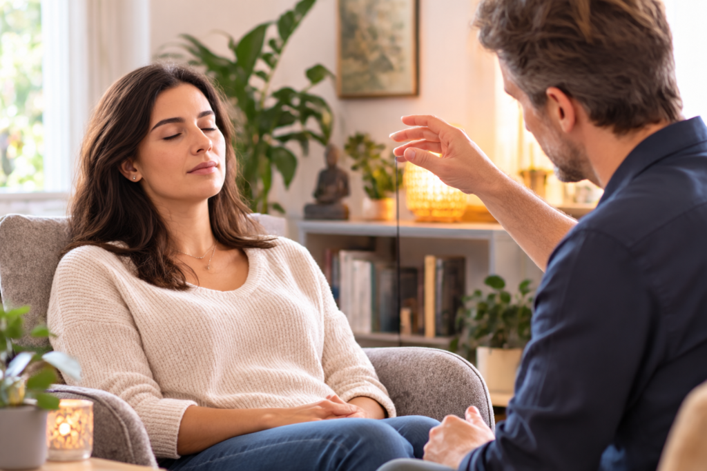 Débutant apprenant les techniques fondamentales de l'hypnose