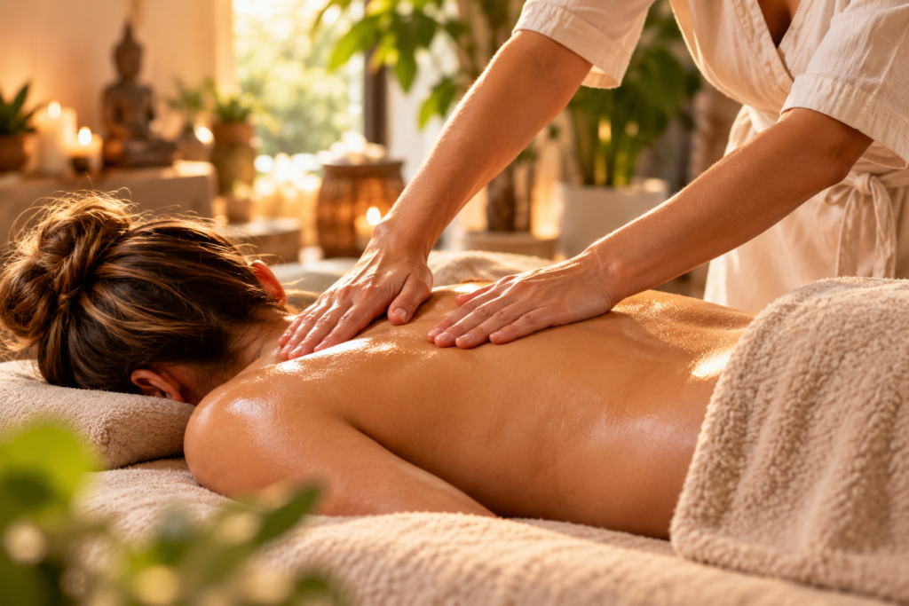 Mouvements enveloppants pratiqués lors d’un massage californien