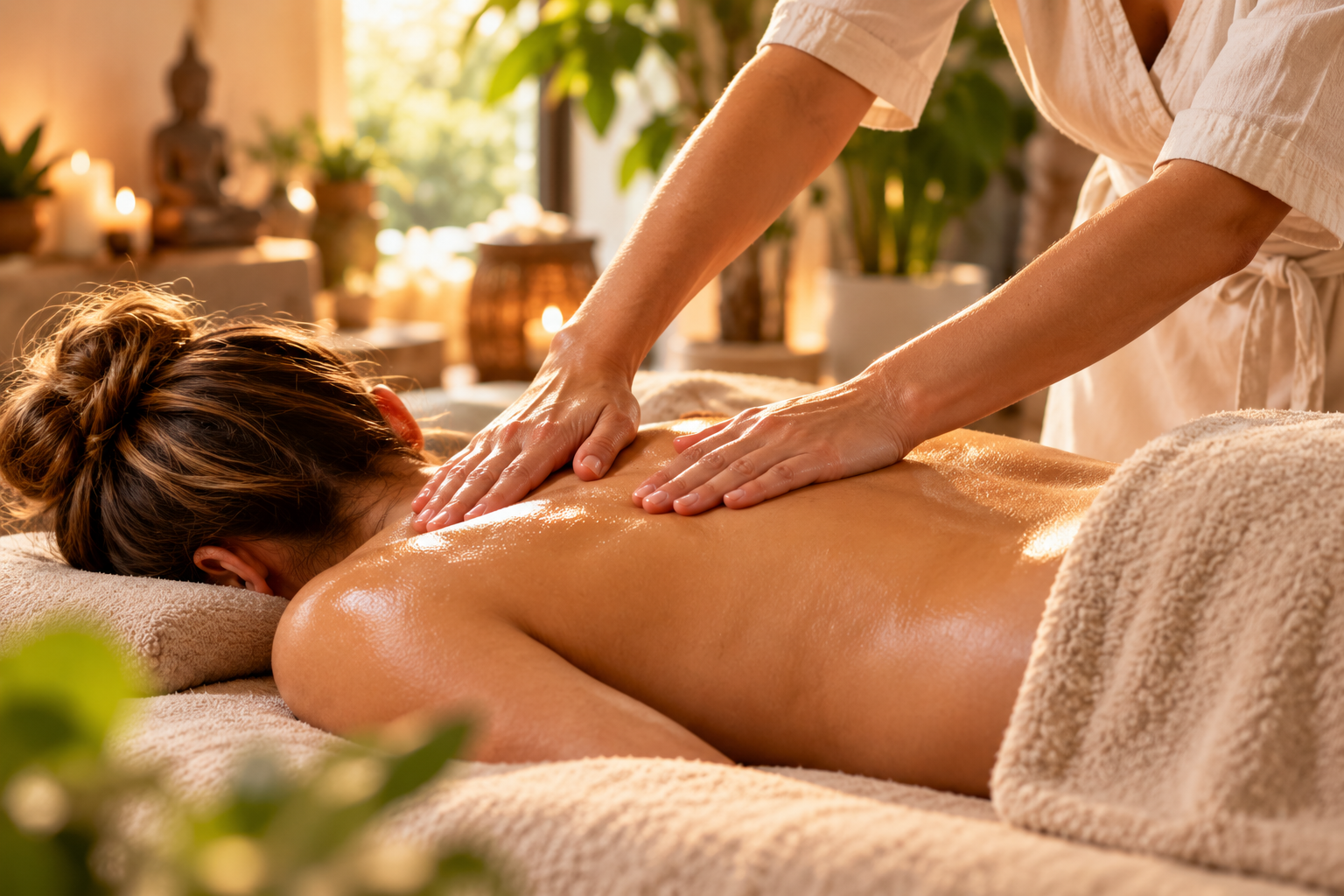 Mouvements enveloppants pratiqués lors d’un massage californien