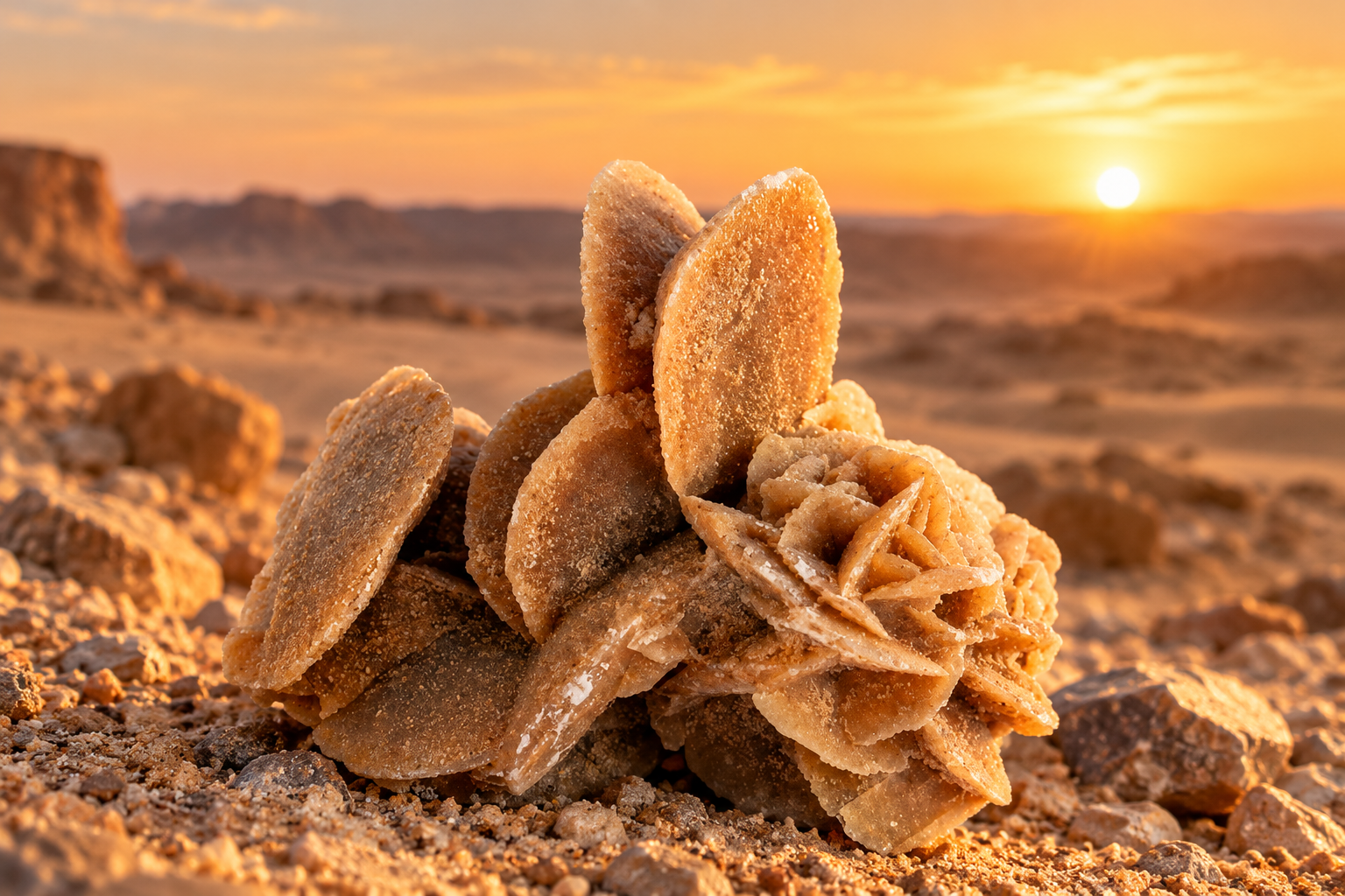 Rose des sables montrant sa structure naturelle en forme de pétales